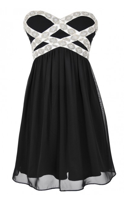 Sparkling Splendor Embellished Chiffon Designer Dress by Minuet in Black
